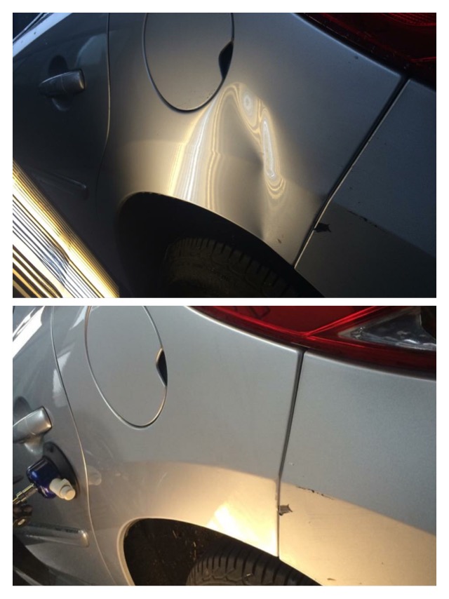 Example of car bodywork paintless dent removal